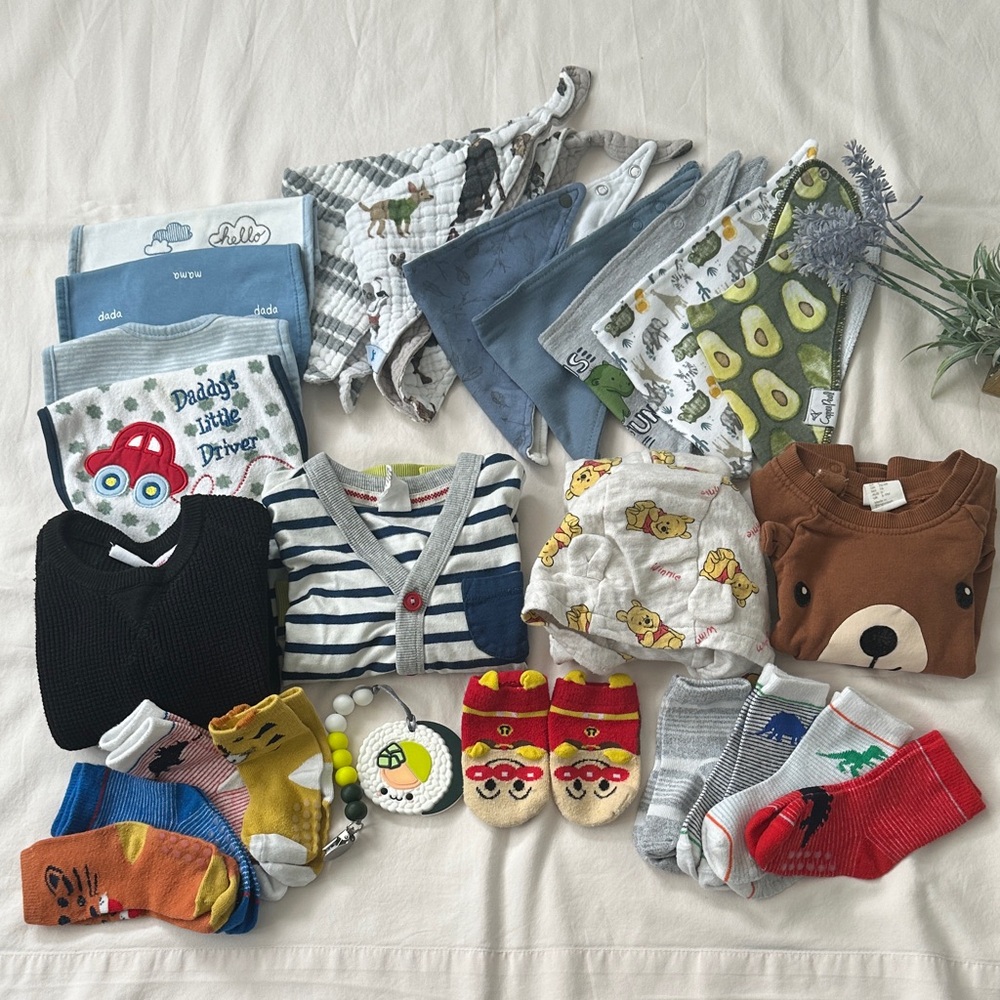 Baby Clothing Bundle with Animal Prints and Stripes + two tops second picture